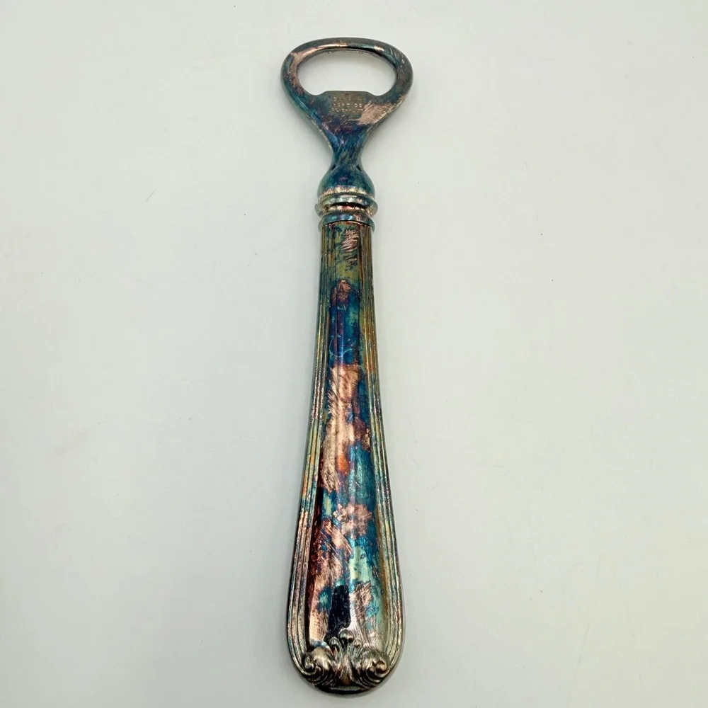 Gorham Heritage Silverplate Bottle Opener Vintage Weighted Fluted Handle Barware